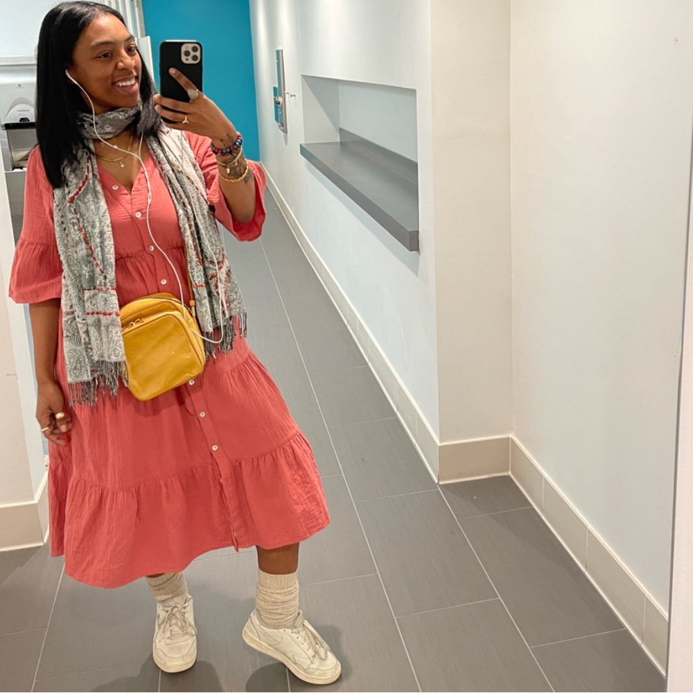 100% cotton button-down dress